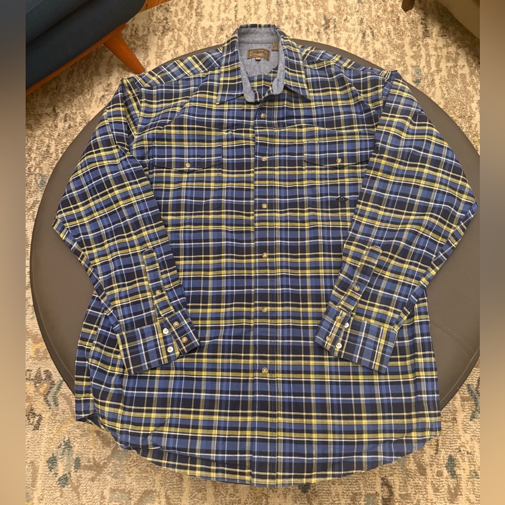 Roper Pearl Snap Shirt Mens XL Blue Plaid Long Sleeve Western Rodeo